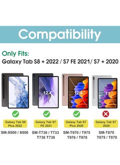 Procases Case For Galaxy Tab S7 Fe 5G 2021 S8 Plus 2022 S7 Plus 2020 12.4 Inch With S Pen Holder Smart Cover For 12.4 Inch Samsung Galaxy Tablet Sm-X800 X806 T730 T736 T970 T975 T976 T978 -Teal  - Image 2