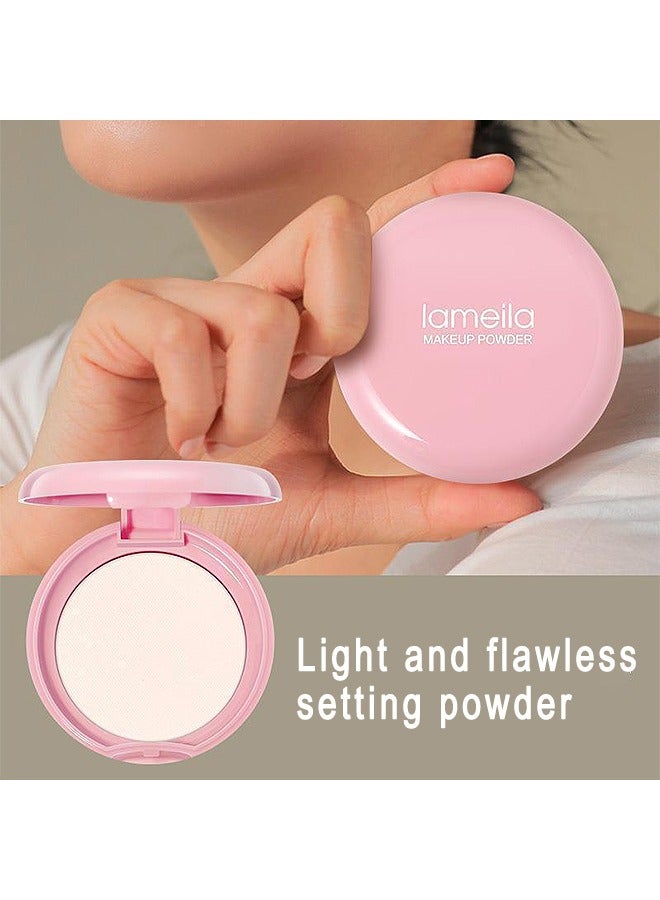 Lameila بودرة مضغوطة للتحكم في الزيت تدوم طويلاً، بودرة إعداد خالية من العيوب مقاومة للماء بلمسة نهائية مطفأة اللمعة، لم يتم الإساءة إلى الحيوانات في تصنيعها، خفيفة الوزن تقلل المسام والخطوط الدقيقة، مستحضرات تجميل للوجه بمظهر طبيعي لجميع أنواع البشرة. - Image 3