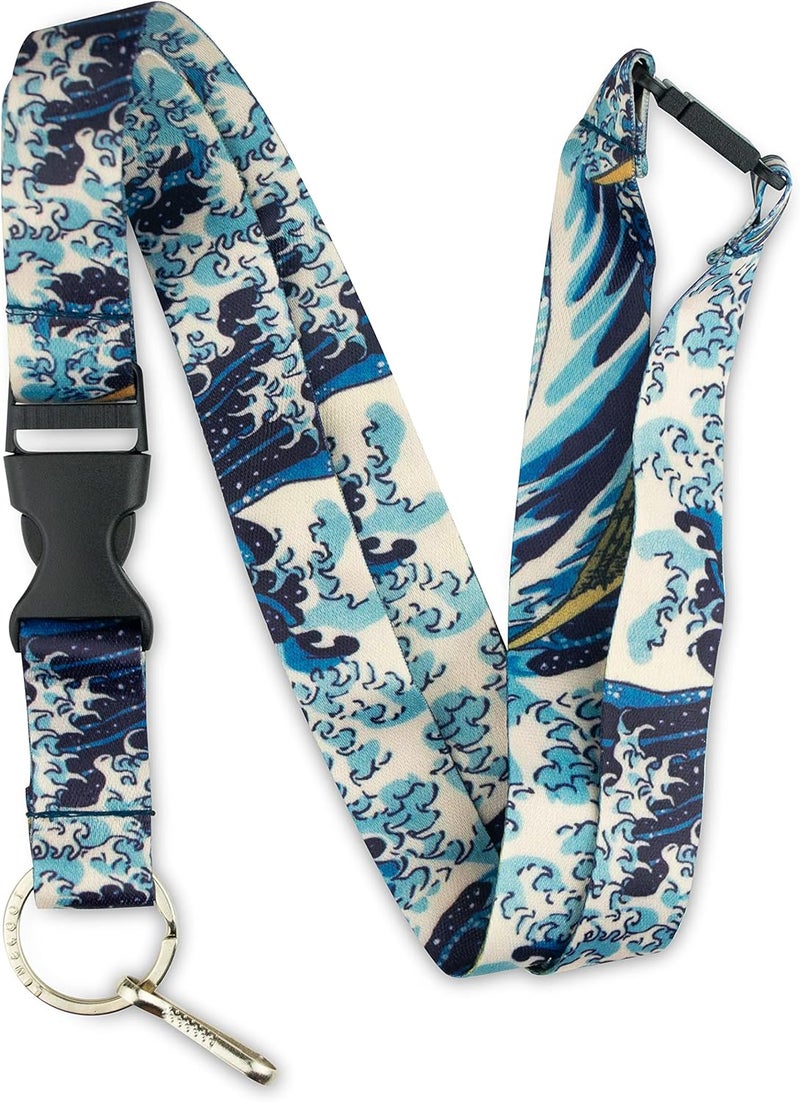 Limeloot Hokusai Breakaway Lanyard for Keys, ID Badge, Accessories | Cool Neck Lanyard for Men and Women with Detachable Quick Release Buckle and Flat Ring. - Image 1