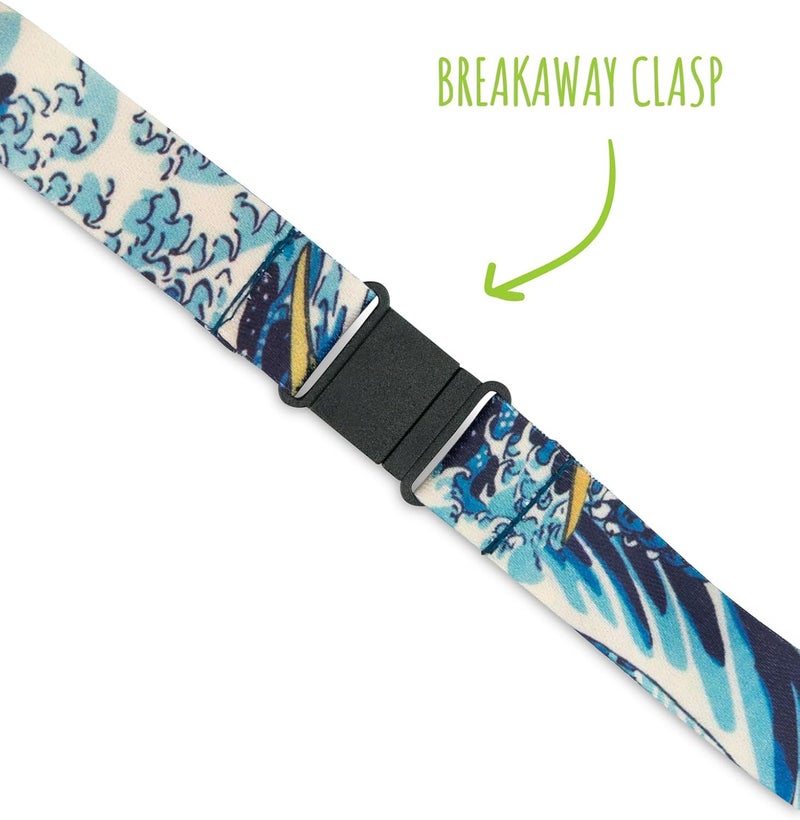 Limeloot Hokusai Breakaway Lanyard for Keys, ID Badge, Accessories | Cool Neck Lanyard for Men and Women with Detachable Quick Release Buckle and Flat Ring. - Image 3