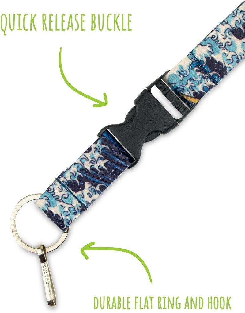 Limeloot Hokusai Breakaway Lanyard for Keys, ID Badge, Accessories | Cool Neck Lanyard for Men and Women with Detachable Quick Release Buckle and Flat Ring. - Image 2