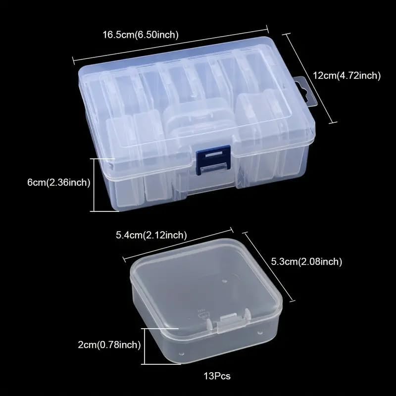 MIJILIX Small Plastic Storage Box 13 Pieces Plastic Storage Cases Bead Organizers Boxes with Lid Mini Rectangles Boxes Craft Supply Case Bead Containers for Organizing - Image 2