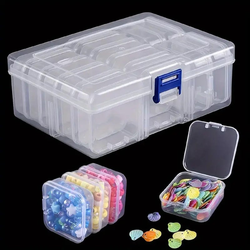 MIJILIX Small Plastic Storage Box 13 Pieces Plastic Storage Cases Bead Organizers Boxes with Lid Mini Rectangles Boxes Craft Supply Case Bead Containers for Organizing - Image 1