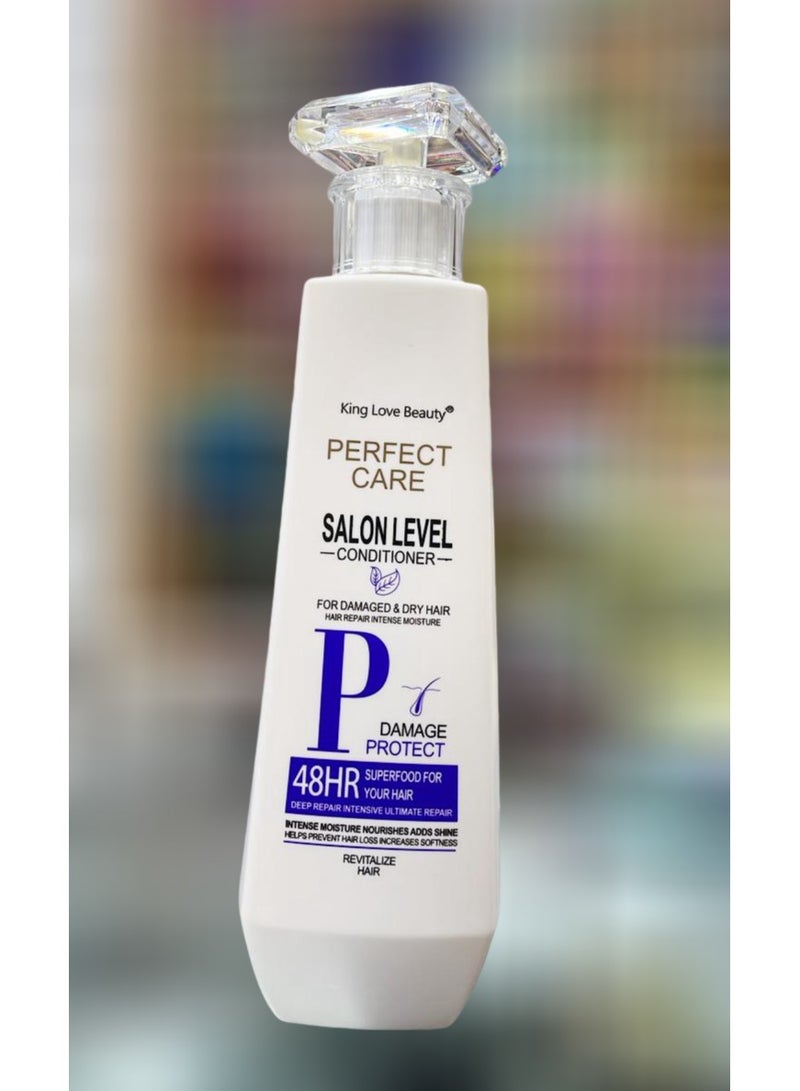 King Love Beauty Perfect Care Salon Level Conditioner for Damaged & Dry Hair - Damage Protection & Hair Repair Intense Moisture 48HR Superfood for Your Hair 600ml