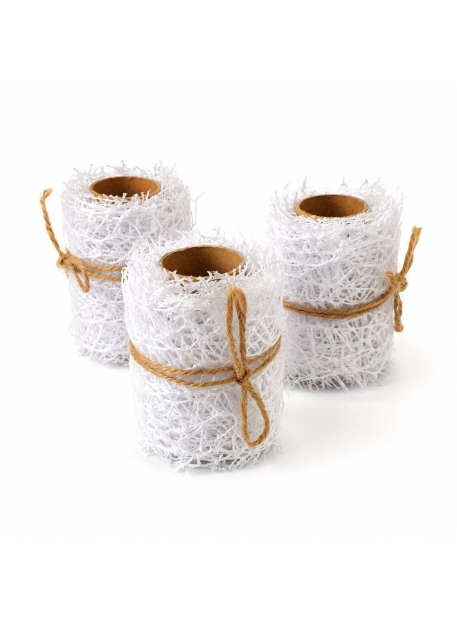 Premium Mesh Fabric Decoration Ribbon (274 * 6.35 cm)- Net Weave Design for Gift Wrapping, Flower Bouquets & DIY Crafts - Elegant Decorative Ribbon for Parties & Home Decor, 3 Pcs - Image 1