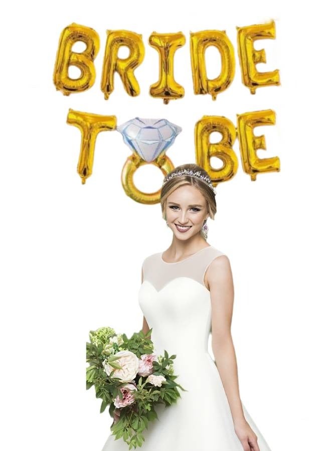 AceLuste 9 Pack Bride to Be Decorative Balloon Banner, Wedding Celebration Balloon Set, Romantic Wedding Bridal Shower, Anniversary Engagement Party Decoration (Golden) - Image 2