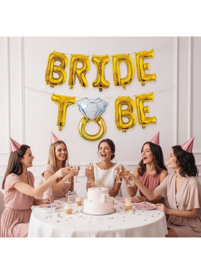 AceLuste 9 Pack Bride to Be Decorative Balloon Banner, Wedding Celebration Balloon Set, Romantic Wedding Bridal Shower, Anniversary Engagement Party Decoration (Golden) - Image 1