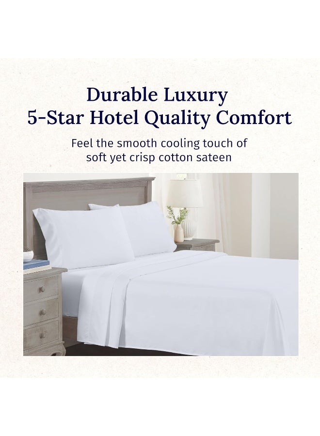 California Design Den California Design Den Luxury King Size Sheets Set, 600 Thread Count 100% Cotton Sheets, 4 Pc Deep Pocket King Sheets, 5-Star Hotel Sheets, Softer Than Egyptian Cotton Sheets, (White King Bed Sheets) - Image 2