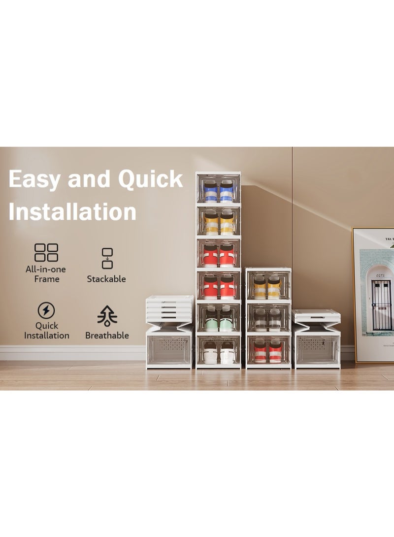 صندوق ومنظم أحذية قابل للطي والتركيب السريع بباب شفاف (6 طبقات) - متين، مقاوم للغبار والروائح، خزانة أحذية منزلقة للمدخل وغرفة النوم - Image 1