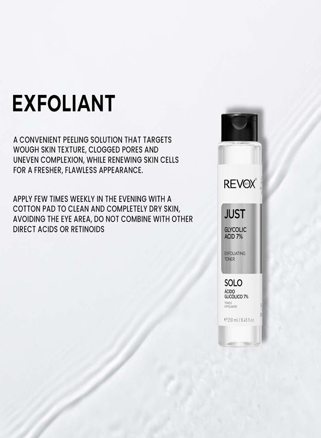 REVOX JUST Glycolic Acid 7% Exfoliating Toner - 250ml - Image 3