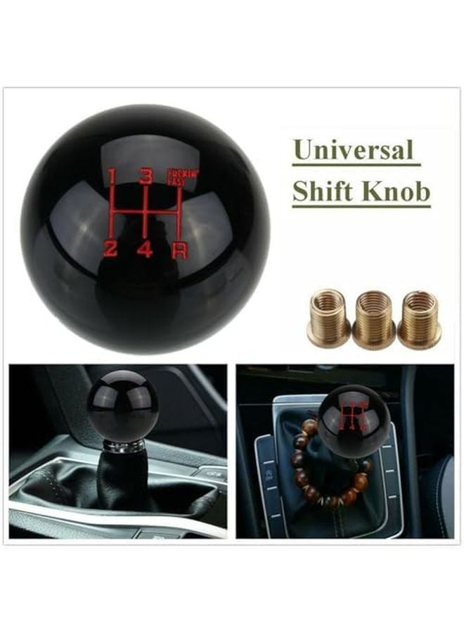 Black Manual Transmission Shift Knob 5 Speed Round Ball Gear Shifter with Thread Adapters - Image 3