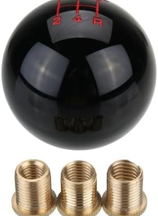 Black Manual Transmission Shift Knob 5 Speed Round Ball Gear Shifter with Thread Adapters - Image 1