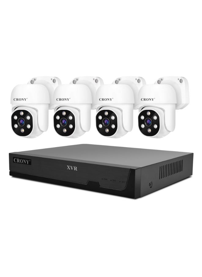 كروني مجموعة كاميرات مراقبة NVS004-Wifi-5MP XVR رباعية القنوات بدقة 5 ميجابكسل، مزودة بكاميرات IP66 خارجية وداخلية بدقة 1080 بكسل، رؤية ليلية كاملة الألوان، كشف الحركة، صوت ثنائي الاتجاه، عرض التطبيقات عن بُعد، مخرج HDMI/VGA، تسجيل H.265+، دعم قرص ثابت سعة 16 تيرابايت، تشغيل متزامن رباعي القنوات، تحكم Ptz، نظام كاميرات مراقبة مقاوم للماء للمنازل والشركات.  - Image 3