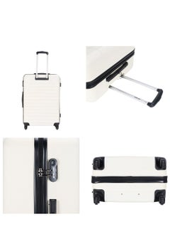 VIPTOUR ABS Hardside 3-Piece Trolley Luggage Set, Spinner Wheels with Number Lock 20/24/28 Inches - Off White  - Image 3