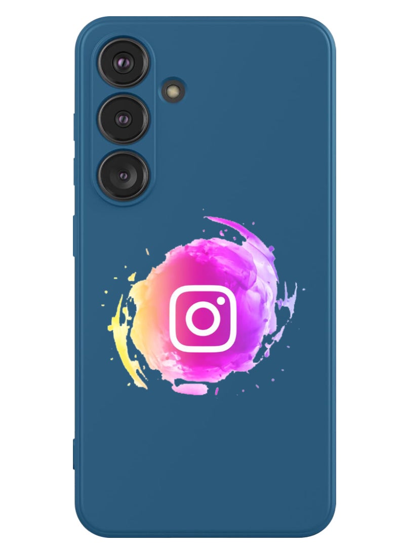 Theodor Protective Slim Fit Case Liquid Silicone Cover with Full Body Protection Anti-Scratch Shockproof Case For Samsung Galaxy S24 Plus (Blue) - Instagram logo - Image 1