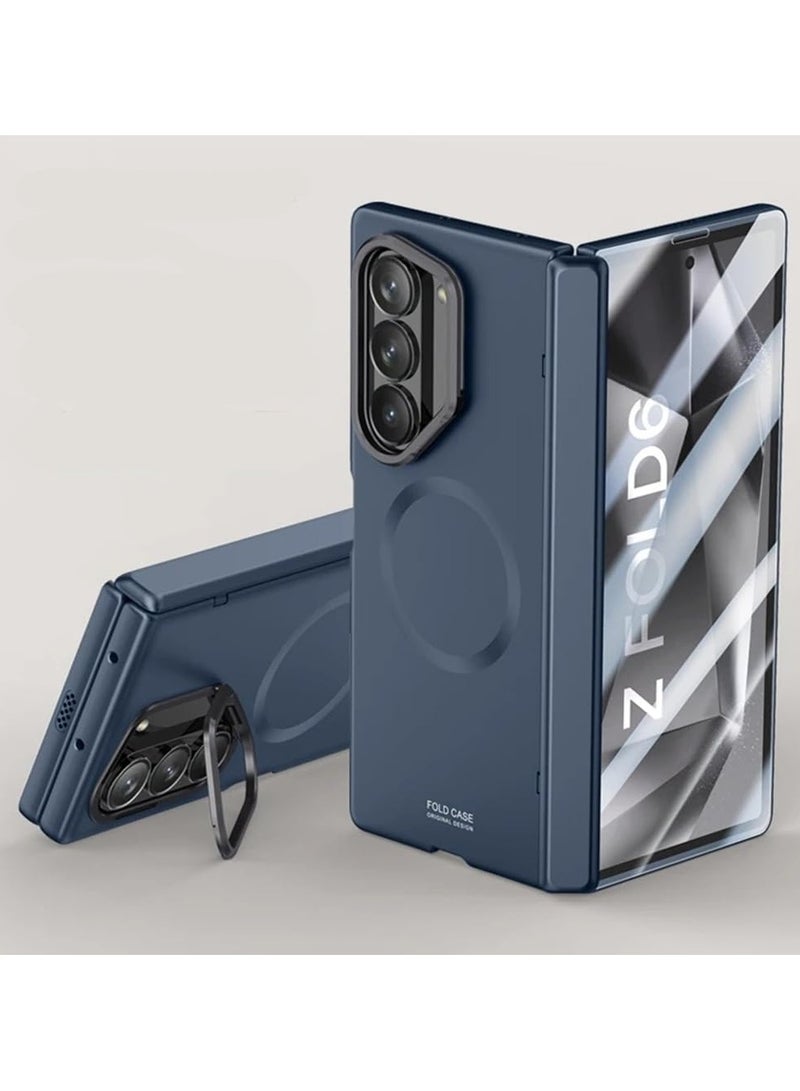Galaxy Z Fold 6 Case: 【Hidden Kickstand】 【Compatible with Mag-Safe】, Full Body Hinge Protection Slim Case, Built-in Screen Protector Phone Stand Case for Z Fold 6 2024