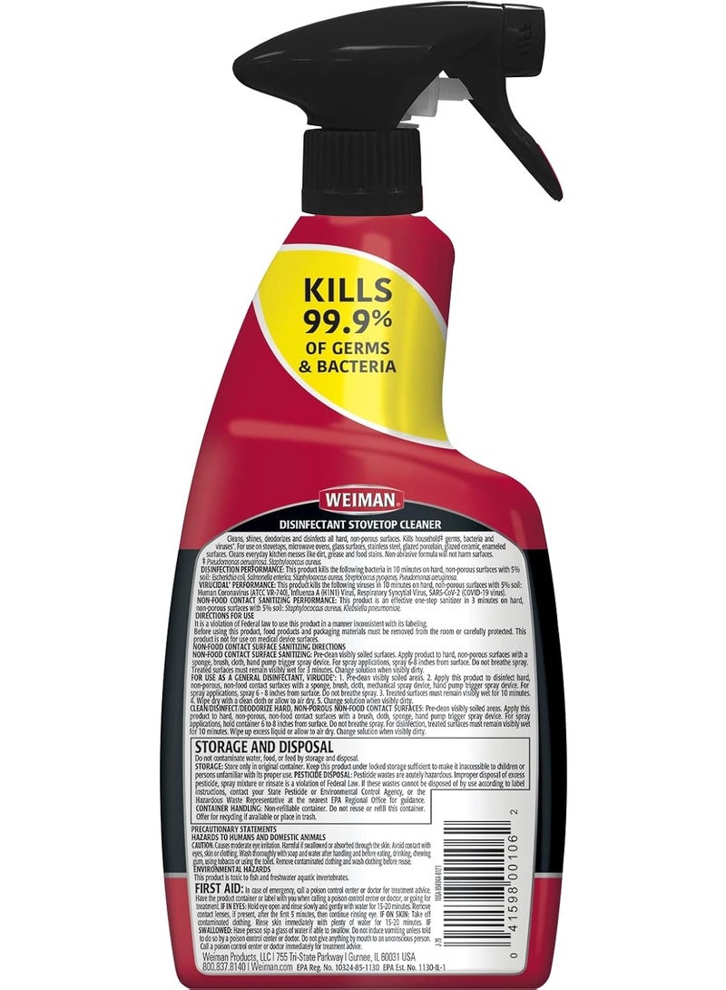 Weiman Ceramic & Glass stove top Cleaner & Polish - 22 Fluid Oz - Daily Cleaner - Shines & Protects Glass & Ceramic Smooth Top Ranges - Gentle Formula - Image 2