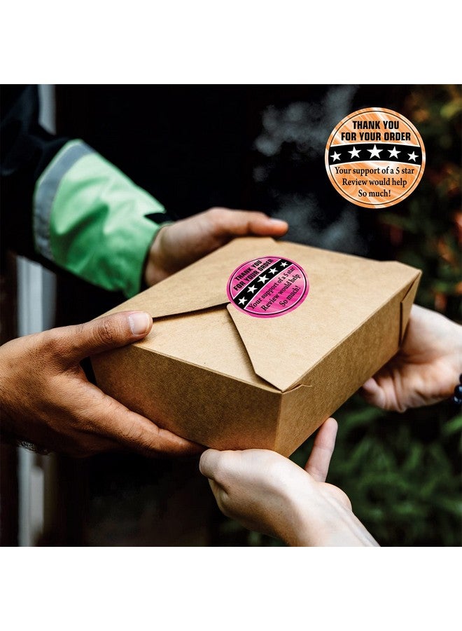 PARTH IMPEX 5 Star Review Delivery Driver Stickers - (Pack Of 300) 2" Large Round Thank You For Your Order Labels Doordash Food Tamper Evident Seals Small Business Supplies - Image 3