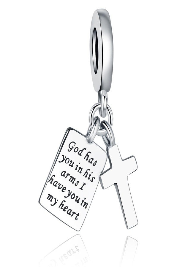 Linorui 925 Sterling Silver Charms Fit Pandora Charms Bracelet God Has You In His Arms I Have You In My Heart Fit Wife Daughter Mother's Day Christmas Birthday Gift - Image 1