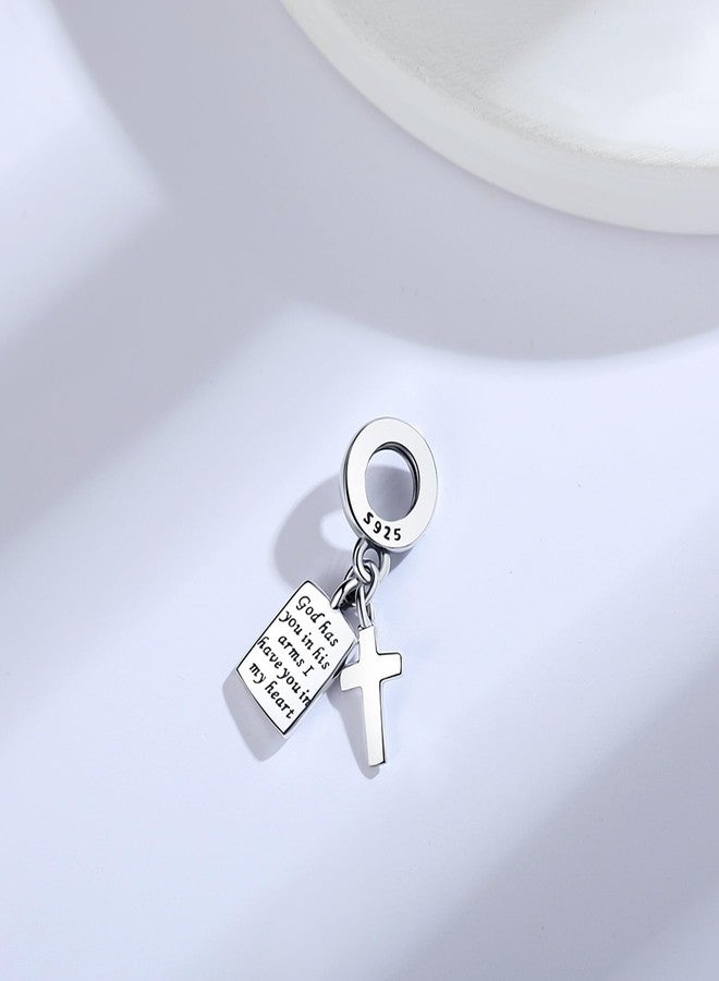 Linorui 925 Sterling Silver Charms Fit Pandora Charms Bracelet God Has You In His Arms I Have You In My Heart Fit Wife Daughter Mother's Day Christmas Birthday Gift - Image 3