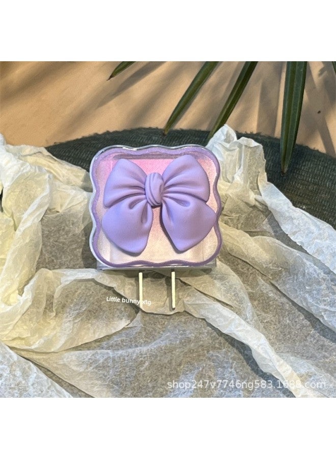 Bow Apple 14 Charger Protective Cover IPhone13 Applicable IPad Data Cable 20W Fast Charging Head 15Pro-Color:Purple Wave Bow ]-Applicable Model:iPhone18W/20W  - Image 1