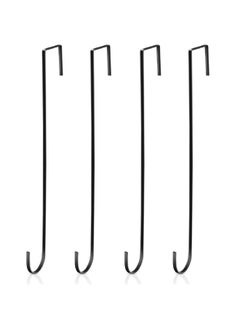 Hotop 15 Inch Wreath Hanger Hooks Over Door Metal Hooks Practical Clothes Towel Hanger Hooks for Front Door Decorations  Black 4 Pieces  - Image 1