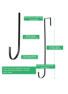 Hotop 15 Inch Wreath Hanger Hooks Over Door Metal Hooks Practical Clothes Towel Hanger Hooks for Front Door Decorations  Black 4 Pieces  - Image 2