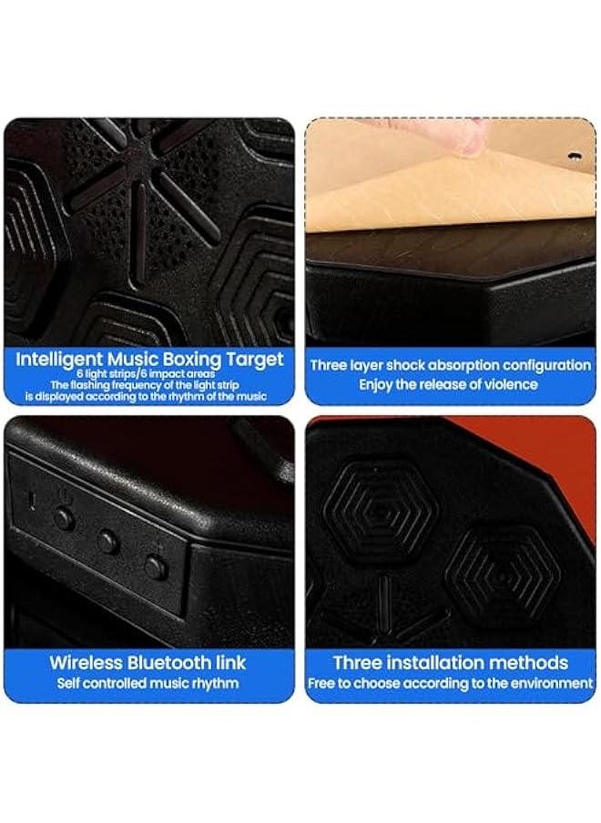 HOOKOR Boxing Machine Wall Mounted, Smart Music Boxing Equipment Punching Pads With LED Light, Electronic Boxing Target With Bluetooth Music  - Image 3