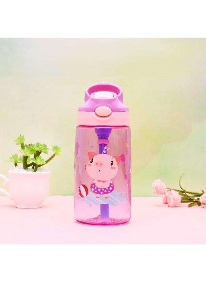 Kids Duck Bill Straw Cup, Cartoon Shatterproof Plastic Water Cup, 480ml, Spill Proof Drinking Cup for Students, Cute Children's Beverage Cup with Lid and Straw - Image 5