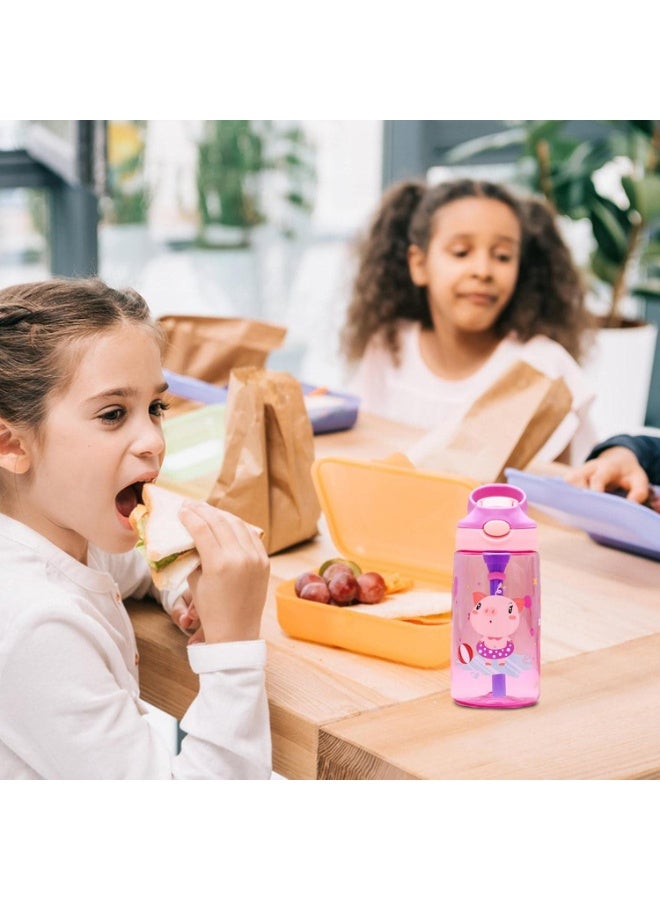 Kids Duck Bill Straw Cup, Cartoon Shatterproof Plastic Water Cup, 480ml, Spill Proof Drinking Cup for Students, Cute Children's Beverage Cup with Lid and Straw - Image 2