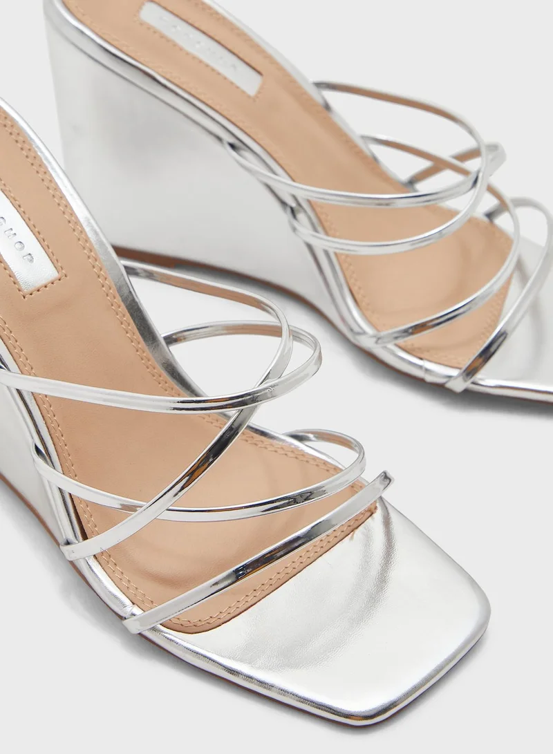 TOPSHOP Rocco Strappy Heeled Wedge Sandals
