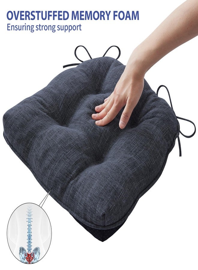 IPYNBAP Chair Cushions for Dining Chairs Set of 2, Kitchen Chair Cushions, Chair Pads with Ties and Non Slip Backing, Tufted Memory Foam Seat Cushion 2 Pack, 15.5" x 15.5" x 4", Navy Blue - Image 5