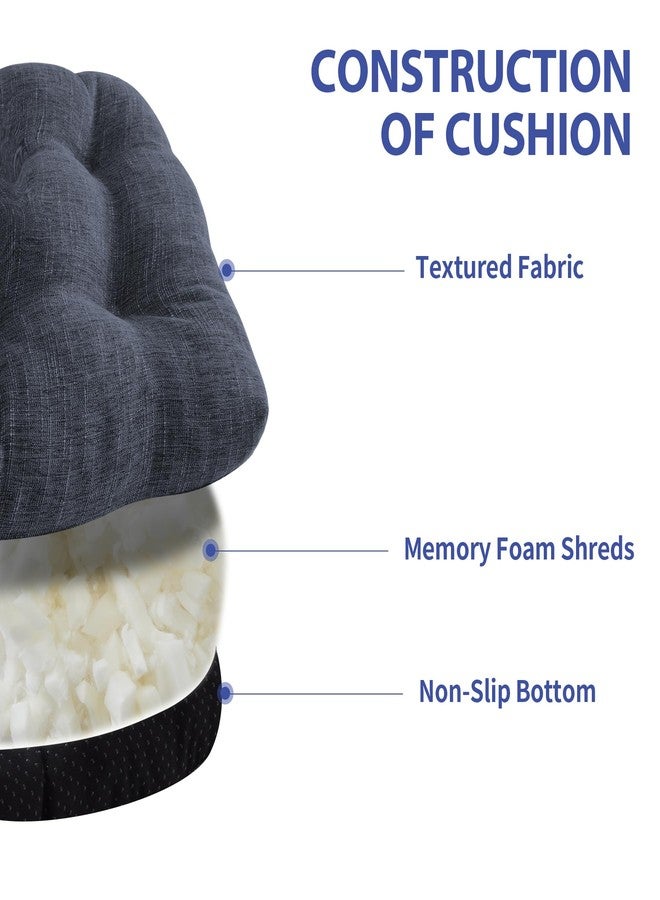 IPYNBAP Chair Cushions for Dining Chairs Set of 2, Kitchen Chair Cushions, Chair Pads with Ties and Non Slip Backing, Tufted Memory Foam Seat Cushion 2 Pack, 15.5" x 15.5" x 4", Navy Blue - Image 2