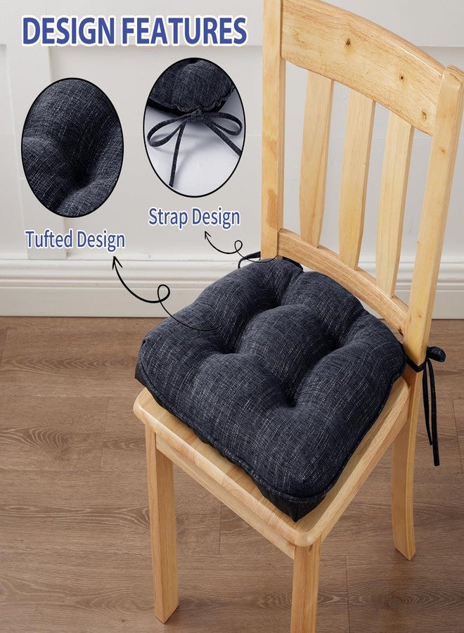 IPYNBAP Chair Cushions for Dining Chairs Set of 2, Kitchen Chair Cushions, Chair Pads with Ties and Non Slip Backing, Tufted Memory Foam Seat Cushion 2 Pack, 15.5" x 15.5" x 4", Navy Blue - Image 4
