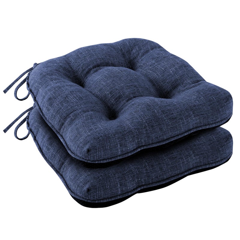 IPYNBAP Chair Cushions for Dining Chairs Set of 2, Kitchen Chair Cushions, Chair Pads with Ties and Non Slip Backing, Tufted Memory Foam Seat Cushion 2 Pack, 15.5" x 15.5" x 4", Navy Blue - Image 1