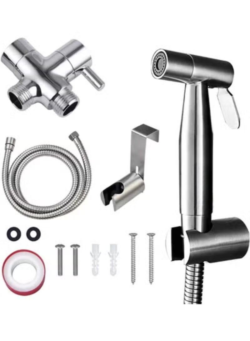 NOVA TECH 304 Stainless Steel Handheld Bidet Toilet Sprayer Set – Bathroom Hygiene & Diaper Cleaning Kit - Image 1