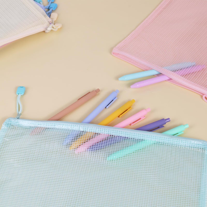 Multibey 10 Pack Mesh Zipper Pouch Bags -A4 Size Waterproof Zipper Bags Organizer Durable Pouches for Board Game Storage, Documents & Supplies, Plastic Zipper Pounch 5 Pastel Colors - Image 4