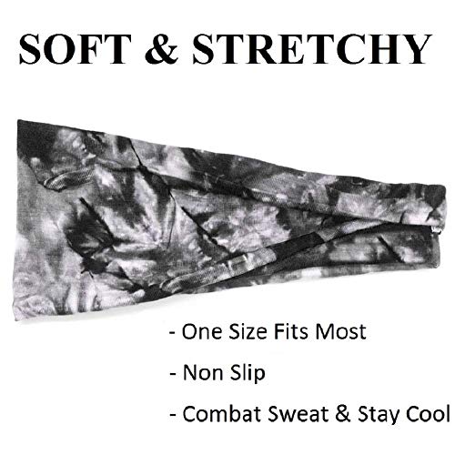 Huachi Women's Headbands Yoga Workout Exercise Headbands for Women Cute Elastic Hair Bands for Women’s Hair Tie Dye Bandeau Headband Sweatbands - Image 2