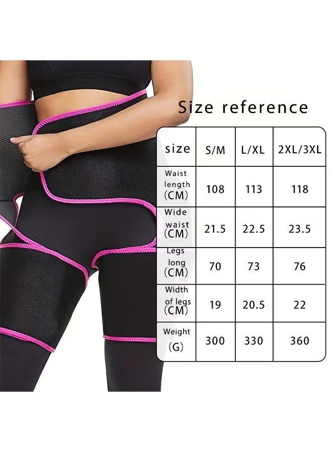 OMEVE Waist Trimmer for Women, 3in1 Thigh Trimmer Belt with Butt Lifter Slimming Body Shaper Sweat Band Size L/XL Color Black Pinck - Image 3