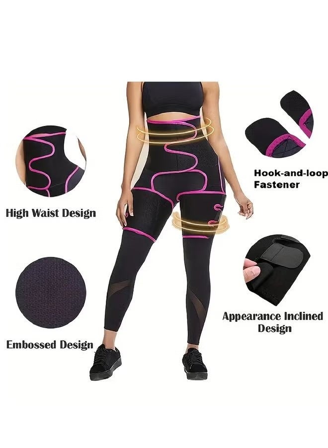 OMEVE Waist Trimmer for Women, 3in1 Thigh Trimmer Belt with Butt Lifter Slimming Body Shaper Sweat Band Size L/XL Color Black Pinck - Image 2