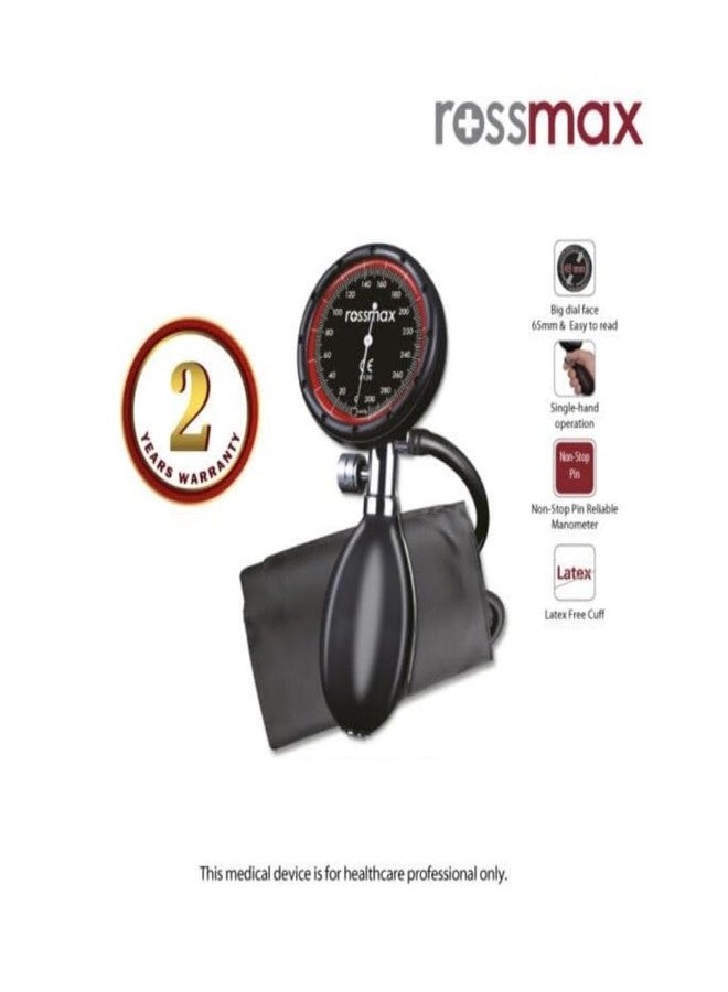 Rossmax GD102 Palm Type Sphygmomanometer with Latex-Free Cuff (Black),Swiss Design Non-Stop Pin Reliable Manometer - Image 3