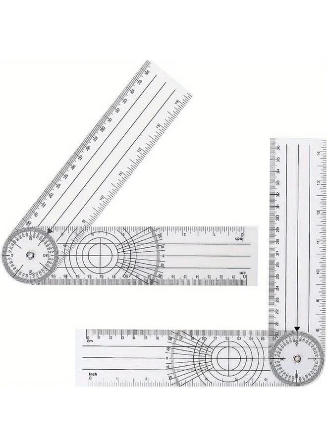 1pc Multifunctional Joint Angle Ruler 180 Degree Protractor Double Scale Inch CM - Image 2