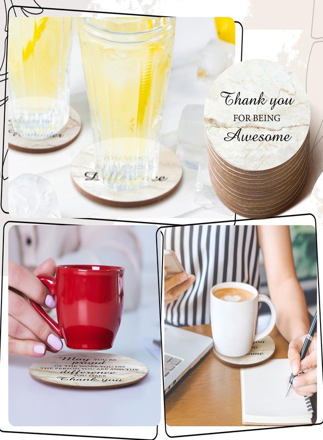 Yaomiao 48 Pcs Christmas Thank You Gift for Teacher Coworker Appreciation Coaster for Drinks Absorbent Cork Coaster for Man Woman Employee Coffee Table Decor Office Desk Birthday Home Tabletop Protection - Image 3