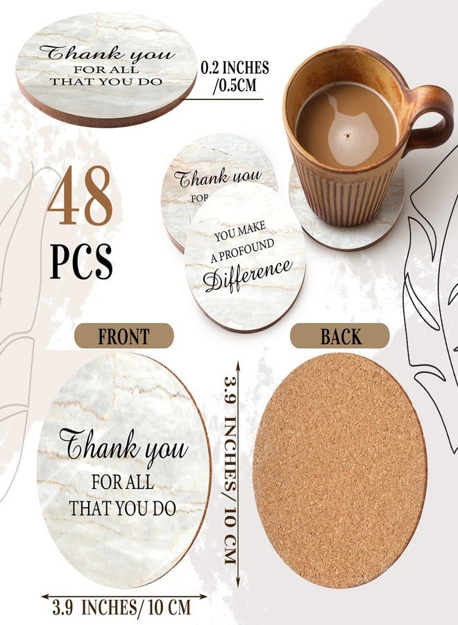 Yaomiao 48 Pcs Christmas Thank You Gift for Teacher Coworker Appreciation Coaster for Drinks Absorbent Cork Coaster for Man Woman Employee Coffee Table Decor Office Desk Birthday Home Tabletop Protection - Image 2