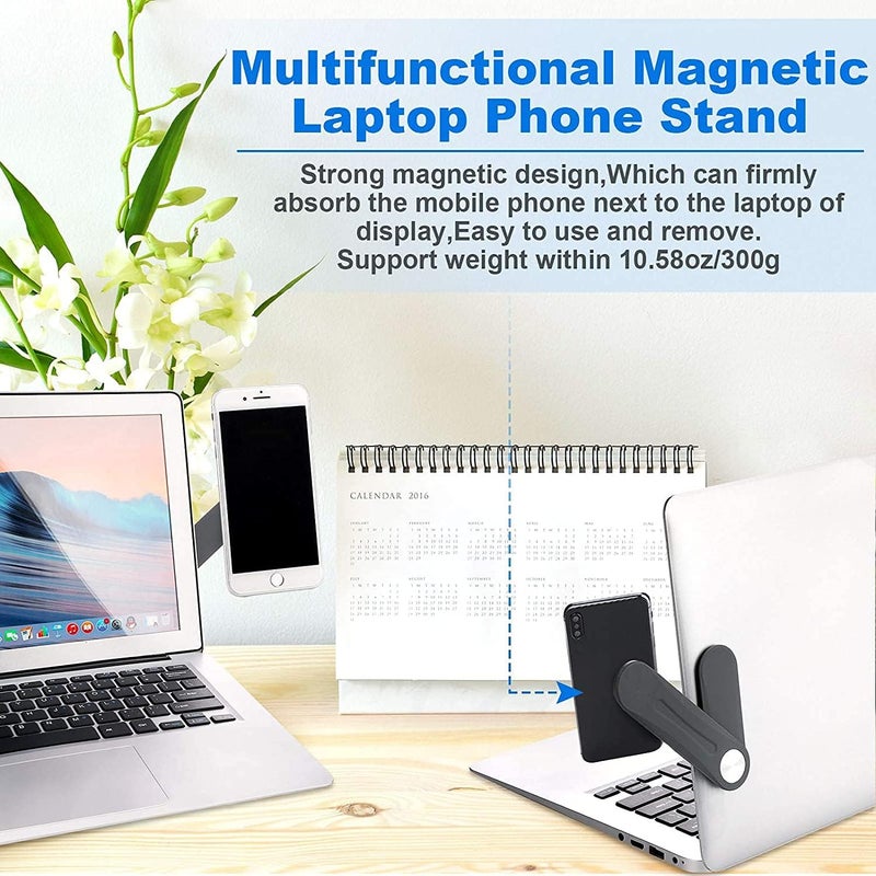 FUNI 3 Pieces Magnetic Laptop Phone Holder Adjustable Side Mount Clip for Laptop Expansion Stand for Smartphone, Office and Home Enjoying Dual Screen at The Same Time (White, Black, Dark Grey) - Image 5
