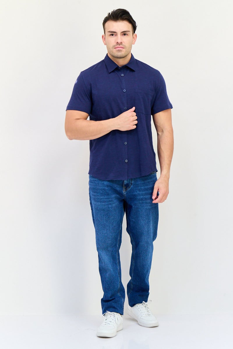 Celio قميص رجالي عادي بأكمام طويلة بلون هيثير، أزرق داكن - Image 4