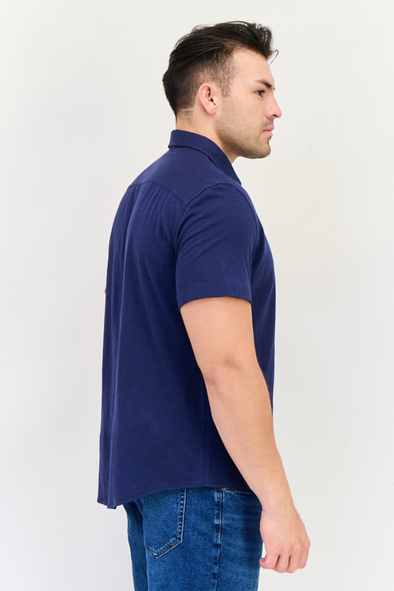 Celio قميص رجالي عادي بأكمام طويلة بلون هيثير، أزرق داكن - Image 2