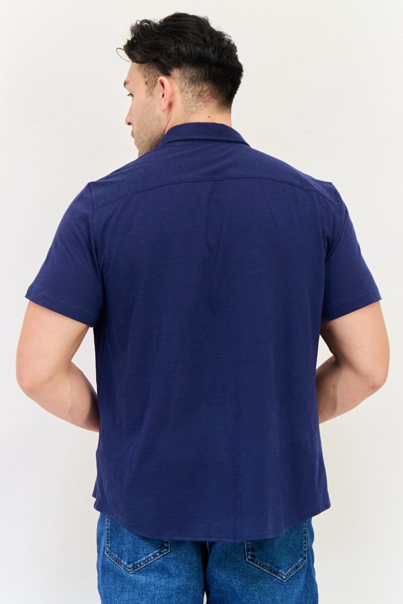 Celio قميص رجالي عادي بأكمام طويلة بلون هيثير، أزرق داكن - Image 3