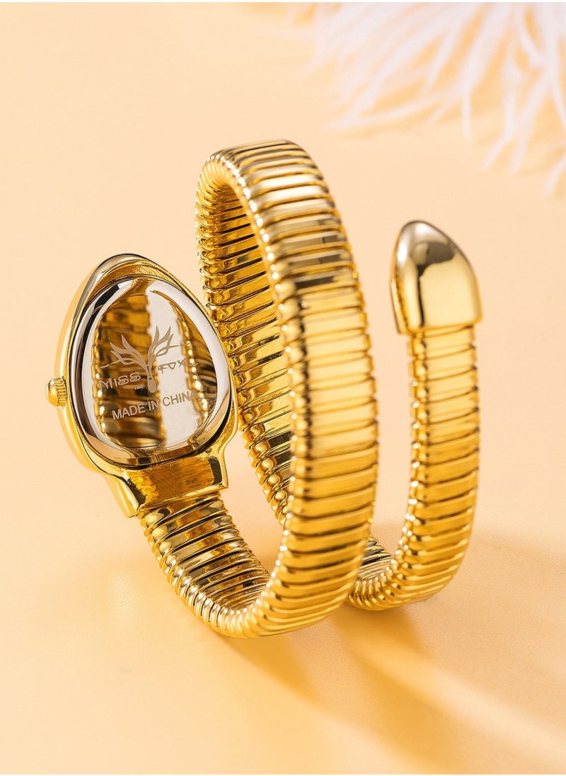 MISS FOX Women's Watch Snake Watch Snake Head Bracelet Stainless Steel with Diamonds Snake Watch  - Image 5