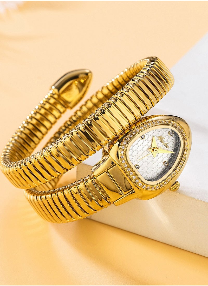 MISS FOX Women's Watch Snake Watch Snake Head Bracelet Stainless Steel with Diamonds Snake Watch  - Image 3